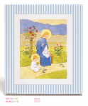 Virgen infantil greca rayas azules